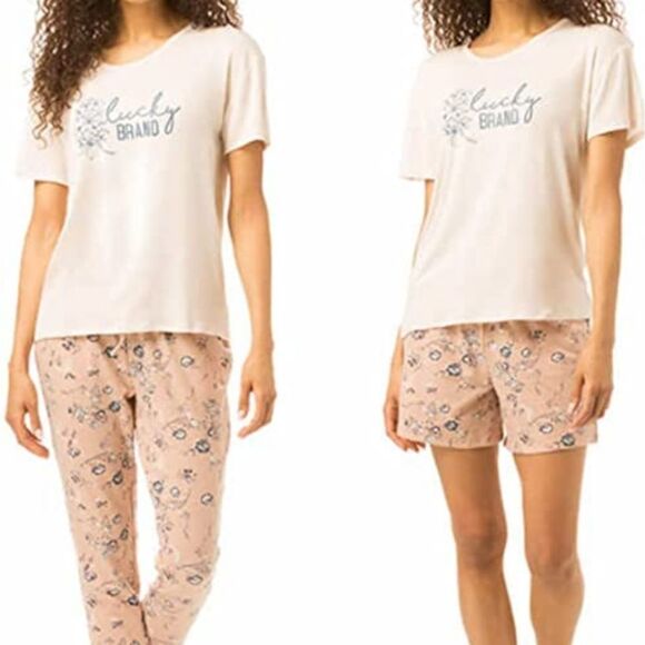 Lucky Brand Womens' 3-piece Pajama Set, Pink Floral - Picture 1 of 3